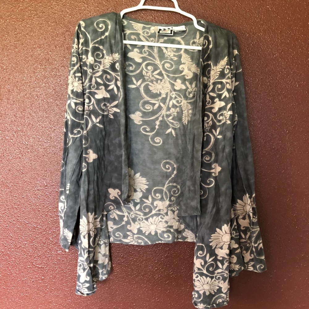Grey floral cardigan